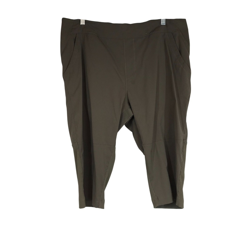 REI - WOMEN'S LARGE - BROWN POLYESTER BLEND ELASTIC WAIST PULL-ON CAPRI'S PANTS‎